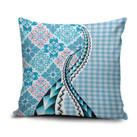 Aloha Vintage Palaka Floral Hawaiian Quilt Pillow Cover Uliuli Motif LT9 Blue - Polynesian Pride