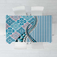 Aloha Vintage Palaka Floral Hawaiian Quilt Tablecloth Uliuli Motif LT9 Blue - Polynesian Pride