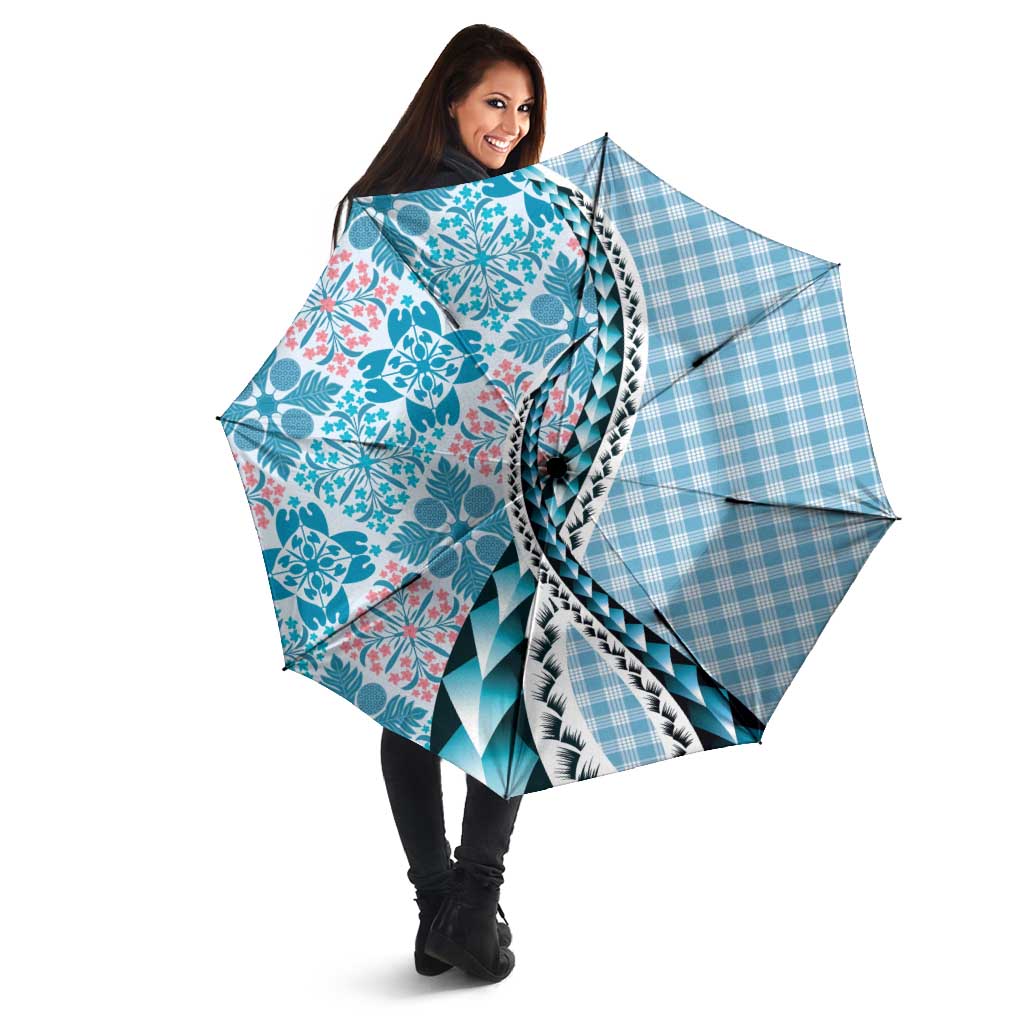 Aloha Vintage Palaka Floral Hawaiian Quilt Umbrella Uliuli Motif LT9 - Polynesian Pride