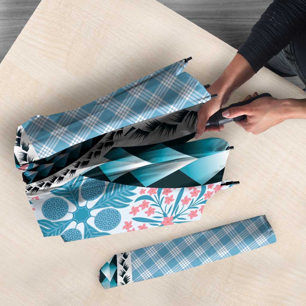Aloha Vintage Palaka Floral Hawaiian Quilt Umbrella Uliuli Motif LT9 - Polynesian Pride