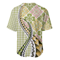 Aloha Vintage Palaka Floral Hawaiian Quilt Baseball Jersey Omaomao Motif LT9 - Polynesian Pride