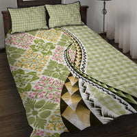 Aloha Vintage Palaka Floral Hawaiian Quilt Quilt Bed Set Omaomao Motif LT9 Lime - Polynesian Pride