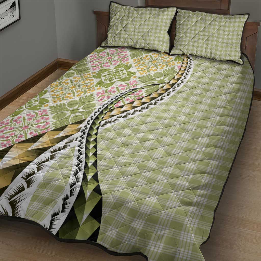 Aloha Vintage Palaka Floral Hawaiian Quilt Quilt Bed Set Omaomao Motif LT9 - Polynesian Pride