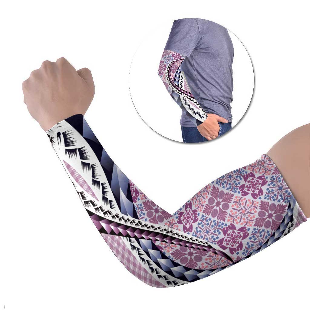 Aloha Vintage Palaka Floral Hawaiian Quilt Arm Sleeves Akala Motif LT9 Set of 2 Pink - Polynesian Pride