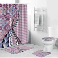 Aloha Vintage Palaka Floral Hawaiian Quilt Bathroom Set Akala Motif LT9 Bathroom Set (4 pcs) Pink - Polynesian Pride
