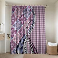 Aloha Vintage Palaka Floral Hawaiian Quilt Bathroom Set Akala Motif LT9 Shower Curtain Only Pink - Polynesian Pride