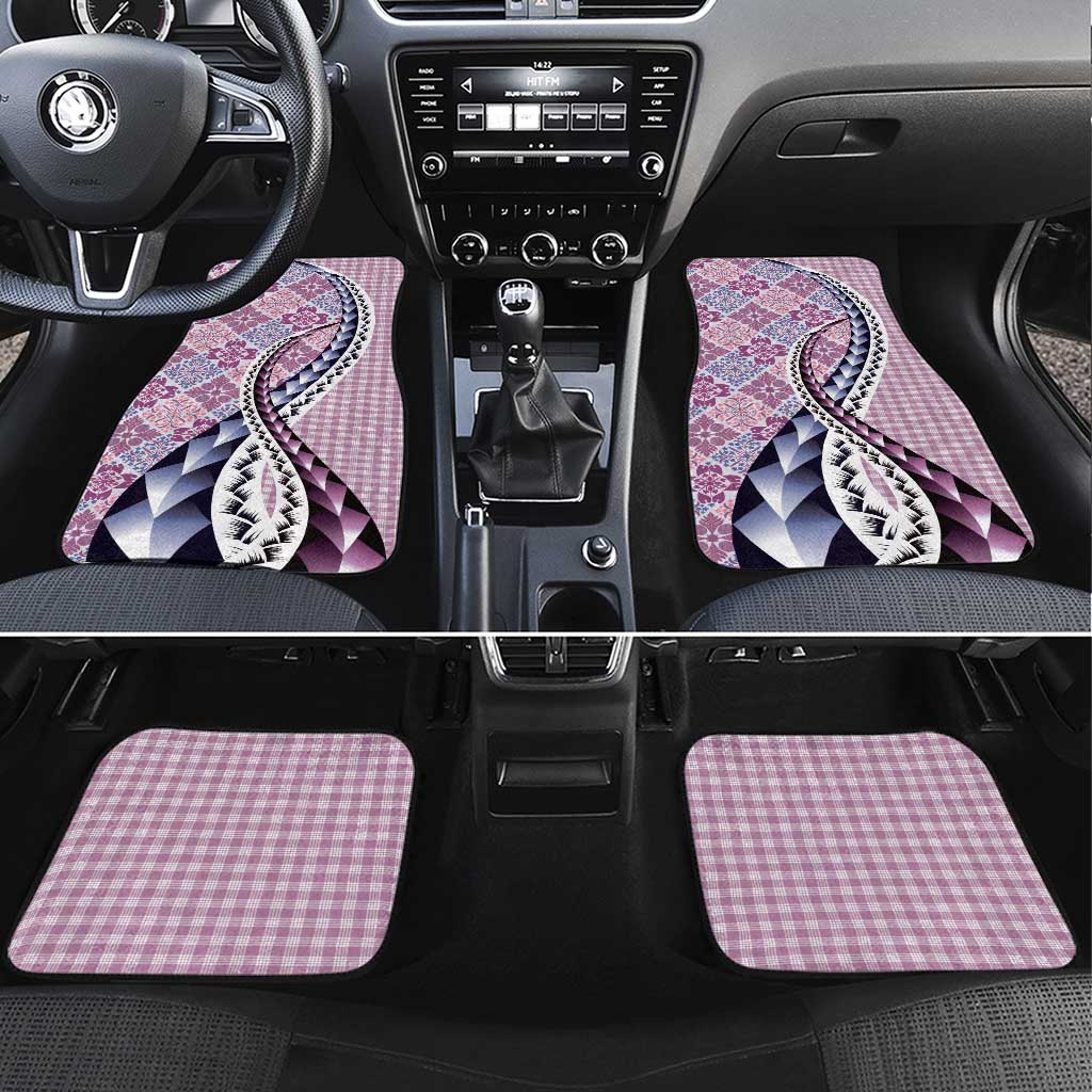 Aloha Vintage Palaka Floral Hawaiian Quilt Car Mats Akala Motif LT9 Set 4pcs Pink - Polynesian Pride