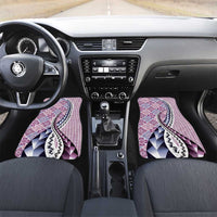 Aloha Vintage Palaka Floral Hawaiian Quilt Car Mats Akala Motif LT9 Set 2pcs - Front Pink - Polynesian Pride