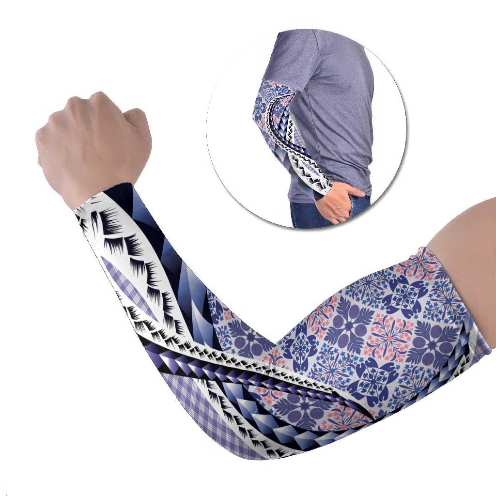 Aloha Vintage Palaka Floral Hawaiian Quilt Arm Sleeves Poni Motif LT9 Set of 2 Purple - Polynesian Pride