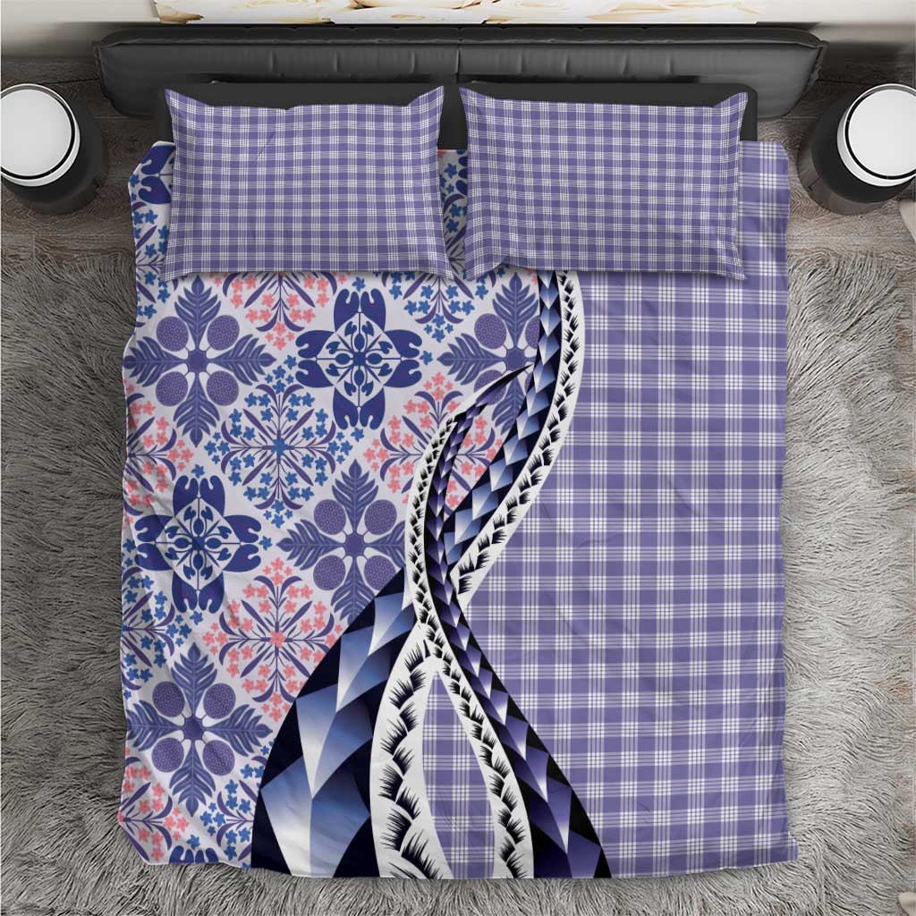 Aloha Vintage Palaka Floral Hawaiian Quilt Bedding Set Poni Motif LT9 Purple - Polynesian Pride