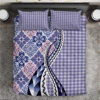 Aloha Vintage Palaka Floral Hawaiian Quilt Bedding Set Poni Motif LT9 Purple - Polynesian Pride