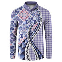 Aloha Vintage Palaka Floral Hawaiian Quilt Button Sweatshirt Poni Motif LT9 Purple - Polynesian Pride