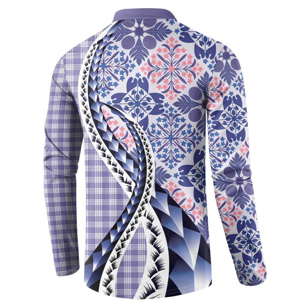 Aloha Vintage Palaka Floral Hawaiian Quilt Button Sweatshirt Poni Motif LT9 - Polynesian Pride