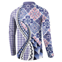 Aloha Vintage Palaka Floral Hawaiian Quilt Button Sweatshirt Poni Motif LT9 - Polynesian Pride