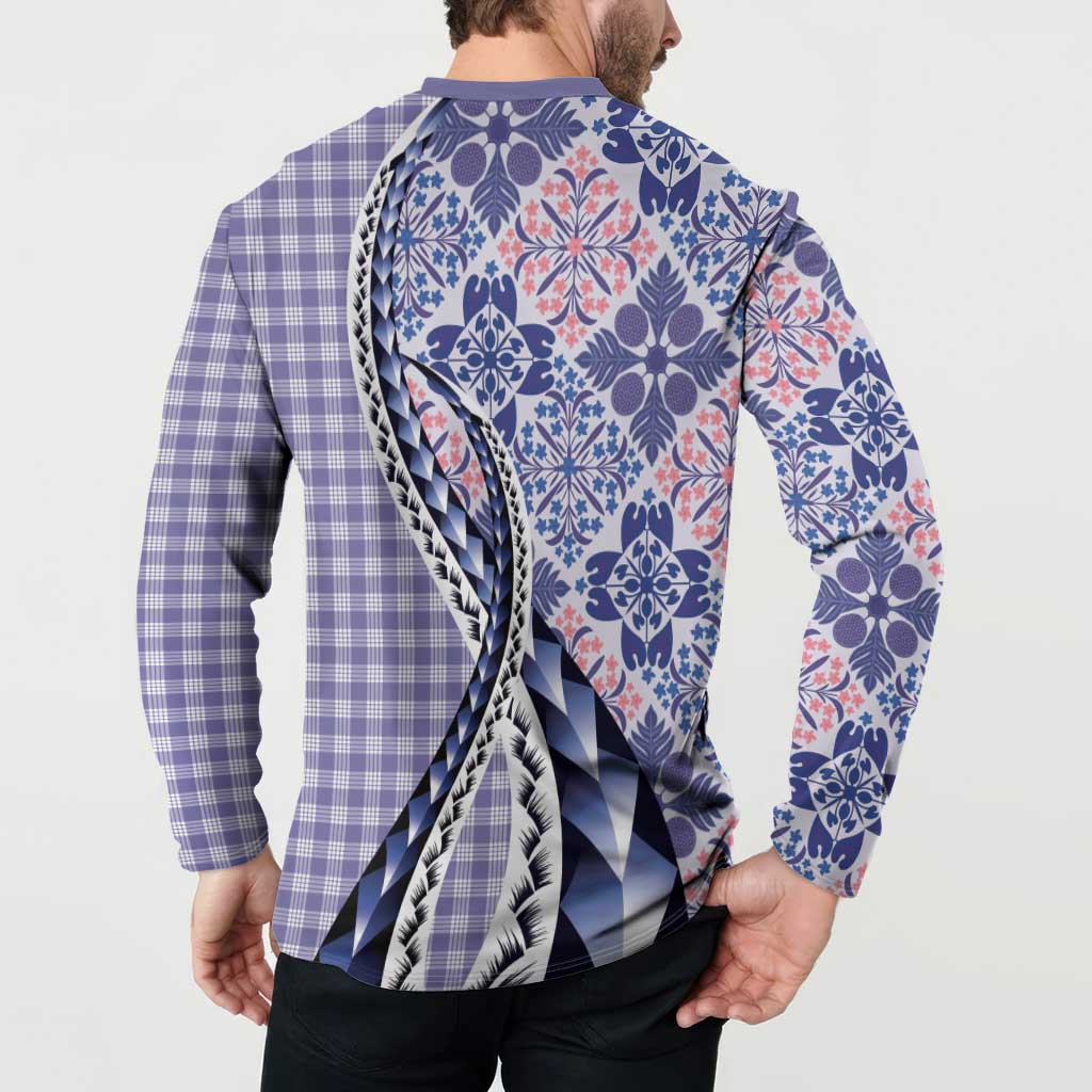 Aloha Vintage Palaka Floral Hawaiian Quilt Button Sweatshirt Poni Motif LT9 - Polynesian Pride