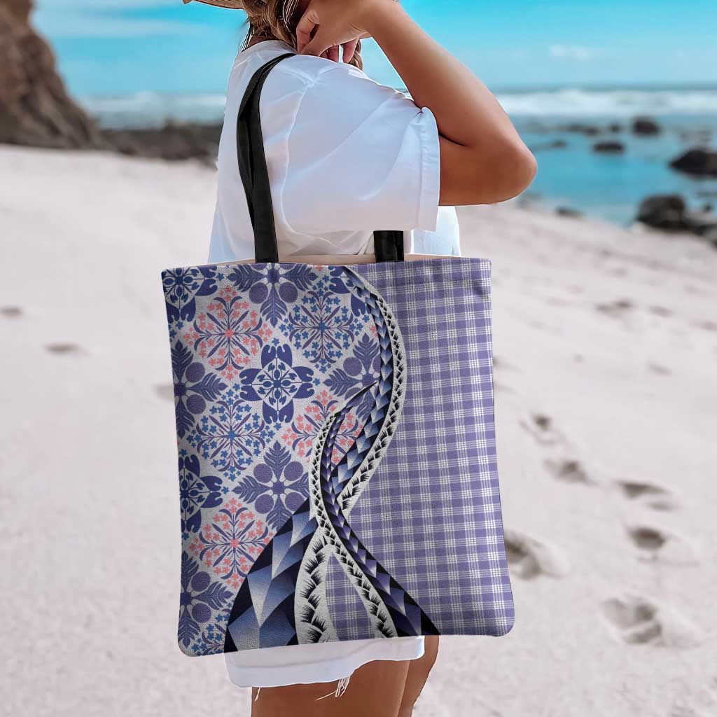 Aloha Vintage Palaka Floral Hawaiian Quilt Tote Bag Poni Motif LT9 - Polynesian Pride