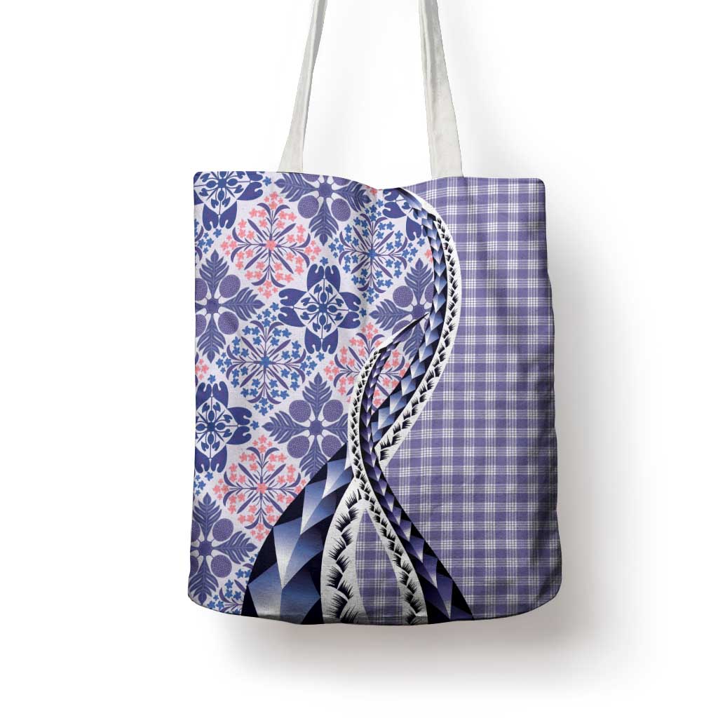 Aloha Vintage Palaka Floral Hawaiian Quilt Tote Bag Poni Motif LT9 - Polynesian Pride