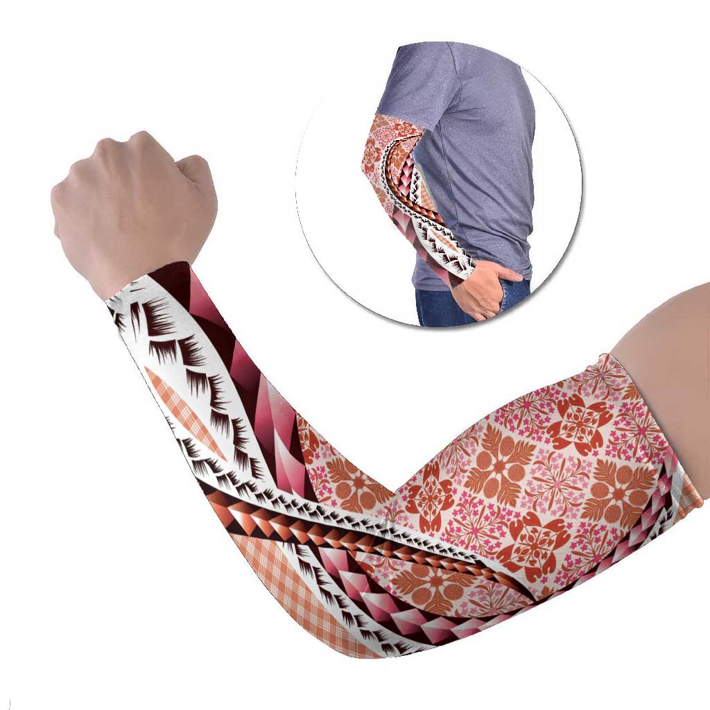 Aloha Vintage Palaka Floral Hawaiian Quilt Arm Sleeves Ulaula Motif LT9 Set of 2 Red - Polynesian Pride