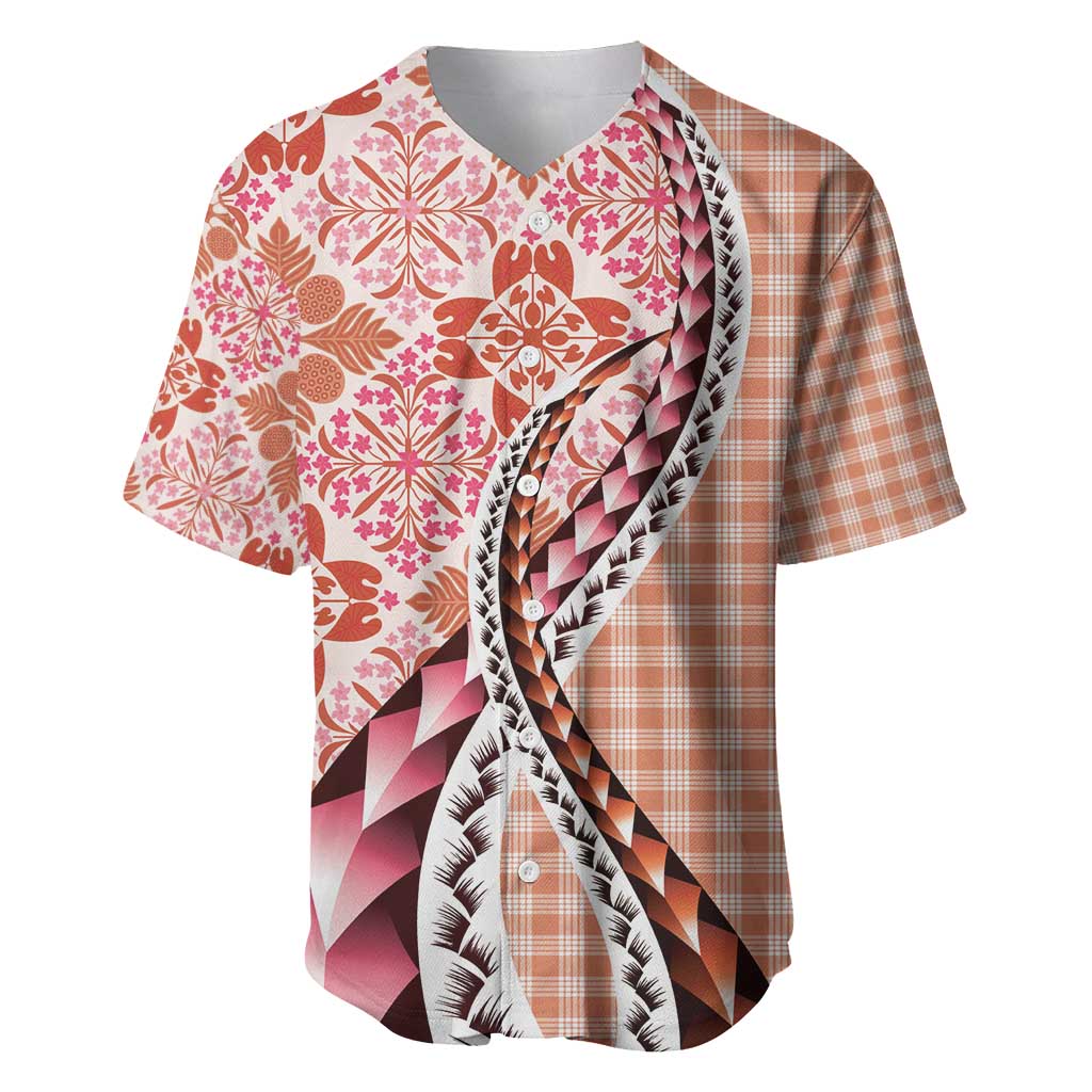 Aloha Vintage Palaka Floral Hawaiian Quilt Baseball Jersey Ulaula Motif LT9 Red - Polynesian Pride