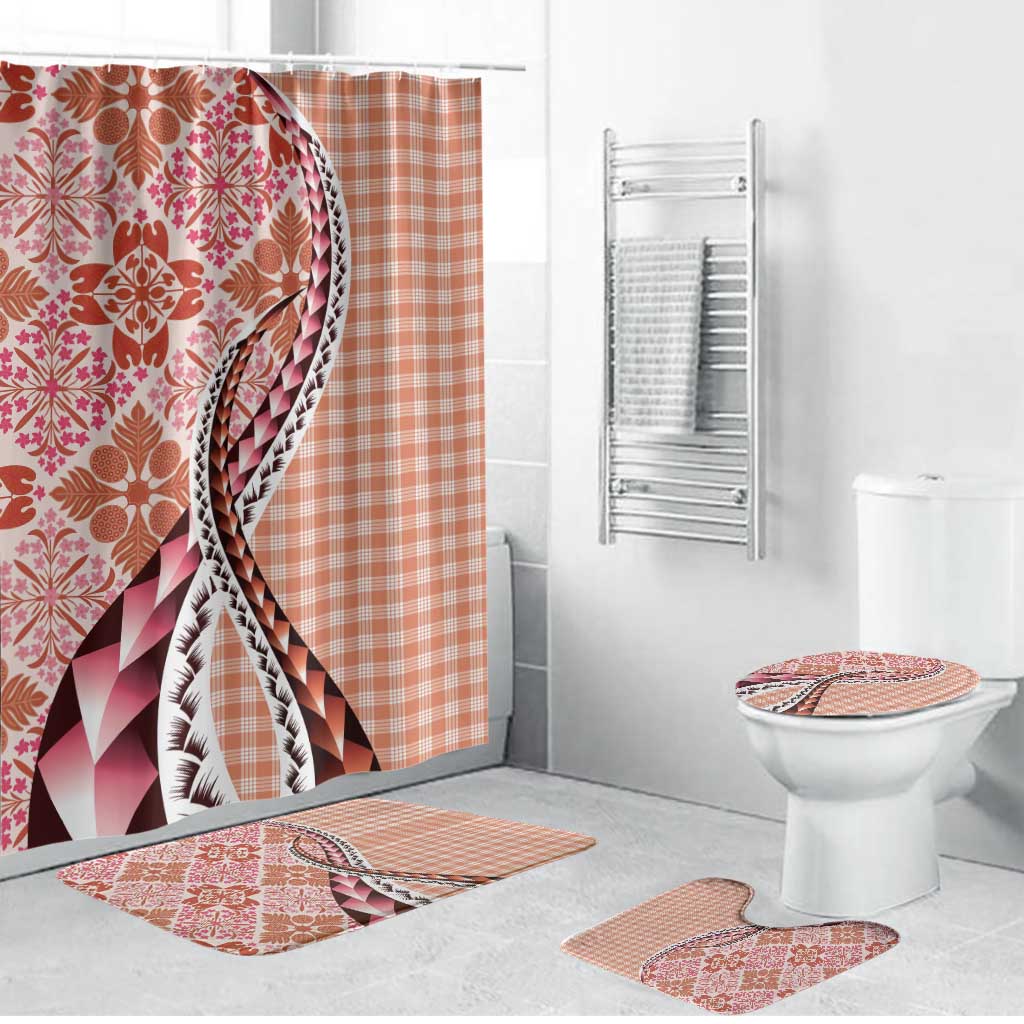 Aloha Vintage Palaka Floral Hawaiian Quilt Bathroom Set Ulaula Motif LT9 Bathroom Set (4 pcs) Red - Polynesian Pride