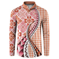 Aloha Vintage Palaka Floral Hawaiian Quilt Button Sweatshirt Ulaula Motif LT9 Red - Polynesian Pride