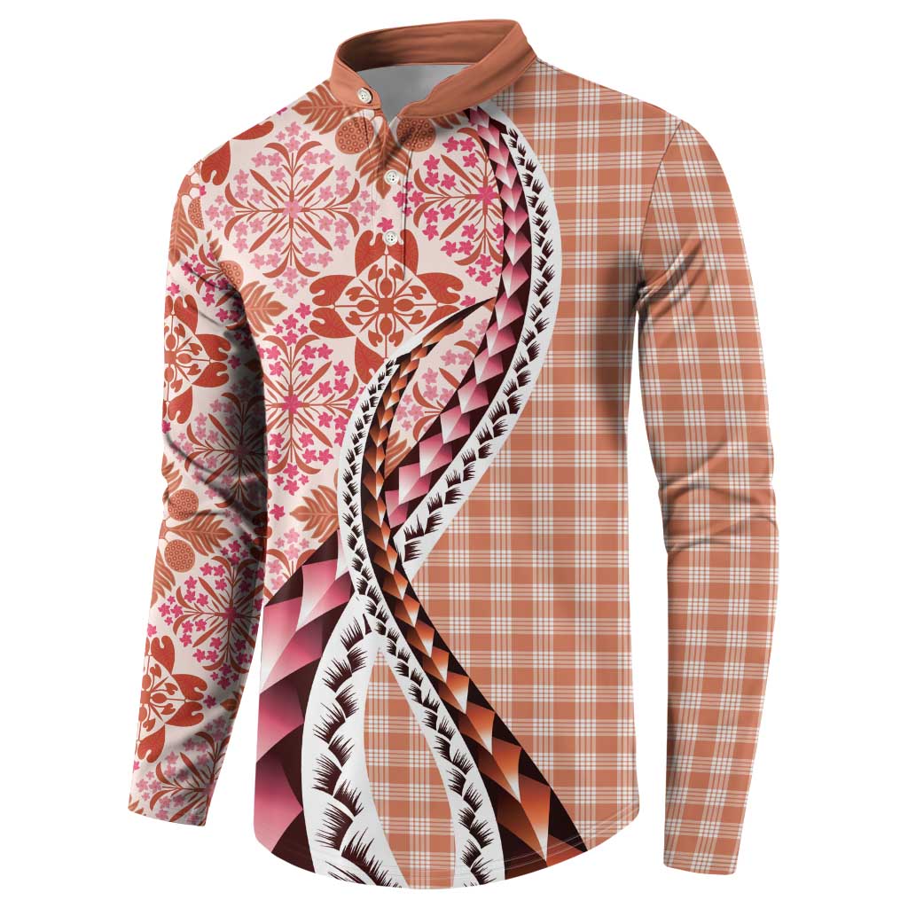 Aloha Vintage Palaka Floral Hawaiian Quilt Button Sweatshirt Ulaula Motif LT9 - Polynesian Pride