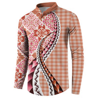 Aloha Vintage Palaka Floral Hawaiian Quilt Button Sweatshirt Ulaula Motif LT9 - Polynesian Pride