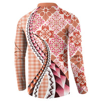 Aloha Vintage Palaka Floral Hawaiian Quilt Button Sweatshirt Ulaula Motif LT9 - Polynesian Pride