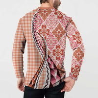 Aloha Vintage Palaka Floral Hawaiian Quilt Button Sweatshirt Ulaula Motif LT9 - Polynesian Pride