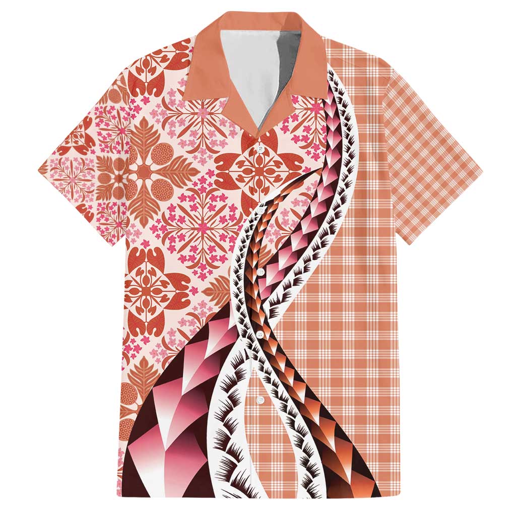 Aloha Vintage Palaka Floral Hawaiian Quilt Hawaiian Shirt Ulaula Motif LT9 Red - Polynesian Pride