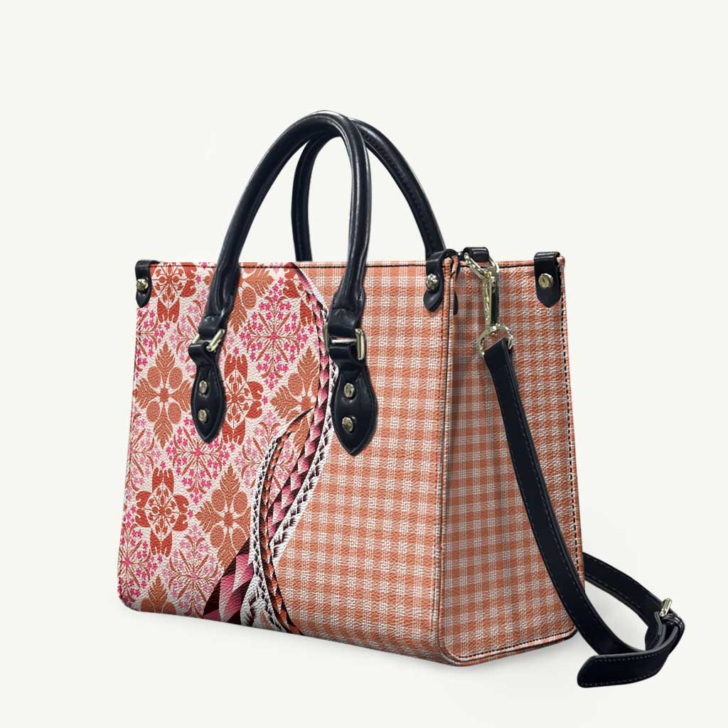 Aloha Vintage Palaka Floral Hawaiian Quilt Leather Bag Ulaula Motif LT9 Red - Polynesian Pride
