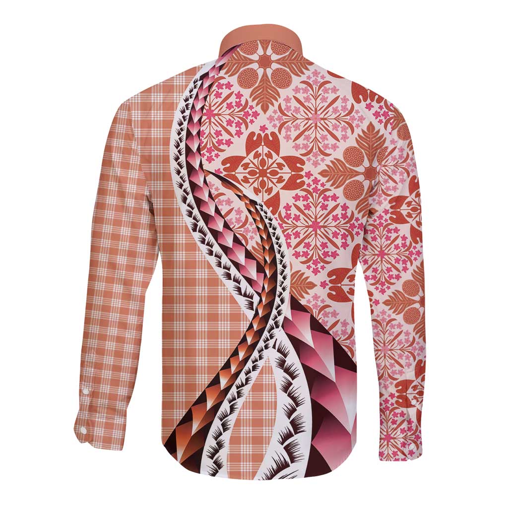 Aloha Vintage Palaka Floral Hawaiian Quilt Long Sleeve Button Shirt Ulaula Motif LT9 - Polynesian Pride