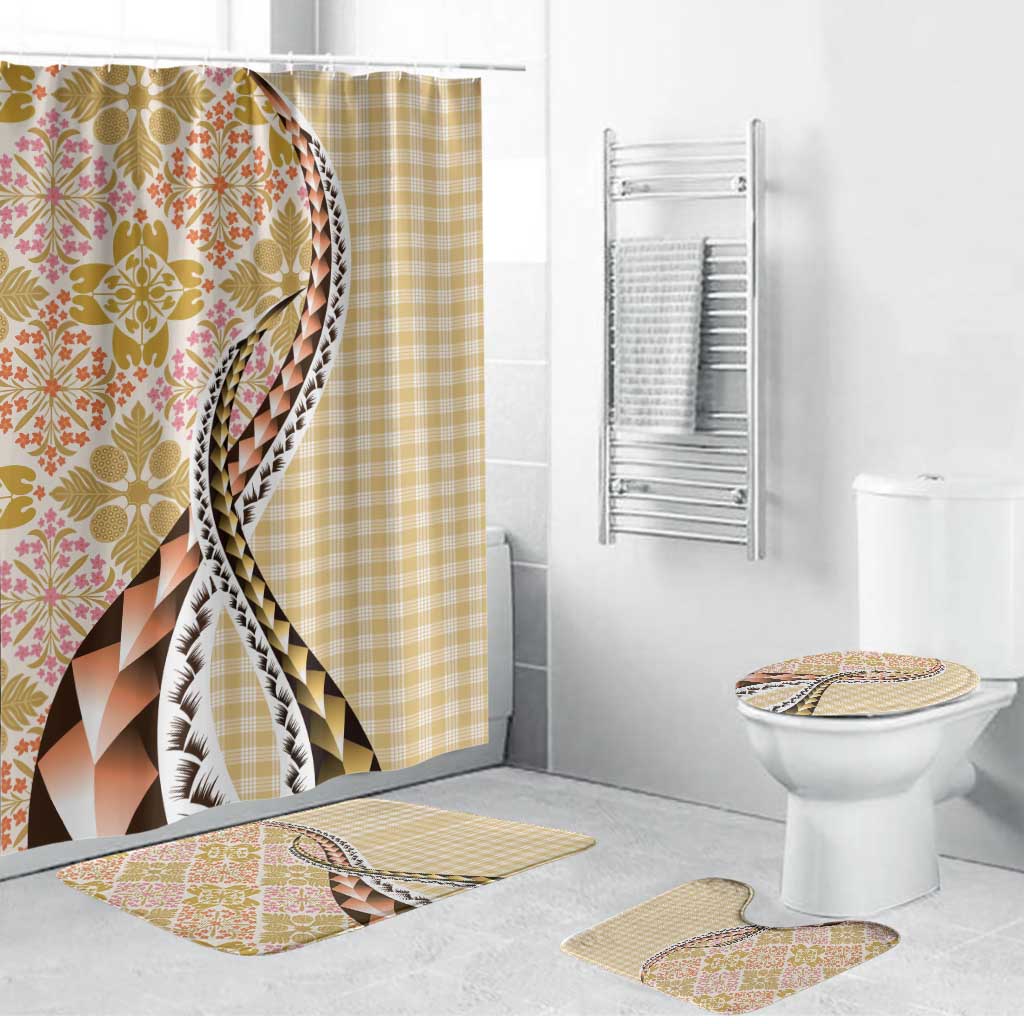 Aloha Vintage Palaka Floral Hawaiian Quilt Bathroom Set Melemele Motif LT9 Bathroom Set (4 pcs) Yellow - Polynesian Pride
