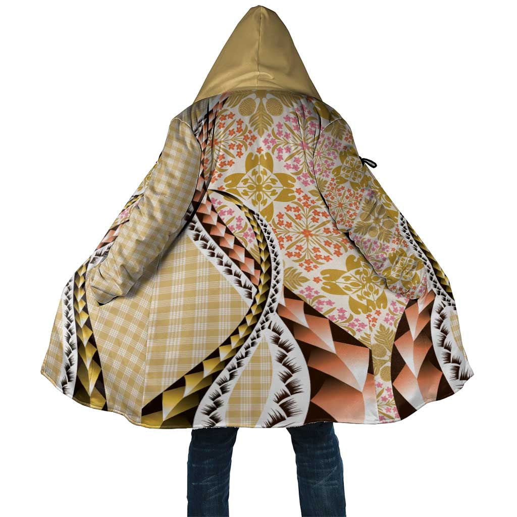 Aloha Vintage Palaka Floral Hawaiian Quilt Cloak Melemele Motif LT9 Unisex Yellow - Polynesian Pride