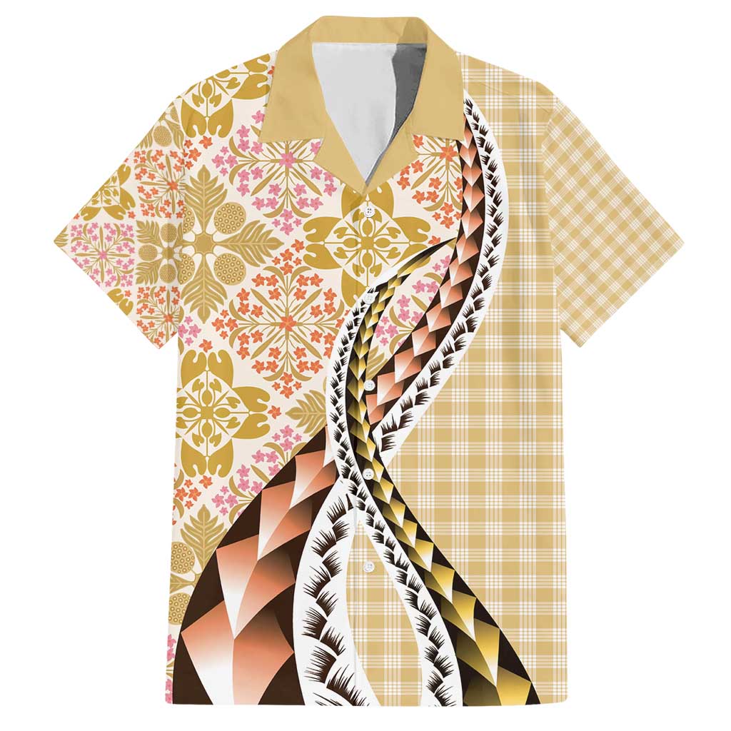 Aloha Vintage Palaka Floral Hawaiian Quilt Hawaiian Shirt Melemele Motif LT9 Yellow - Polynesian Pride