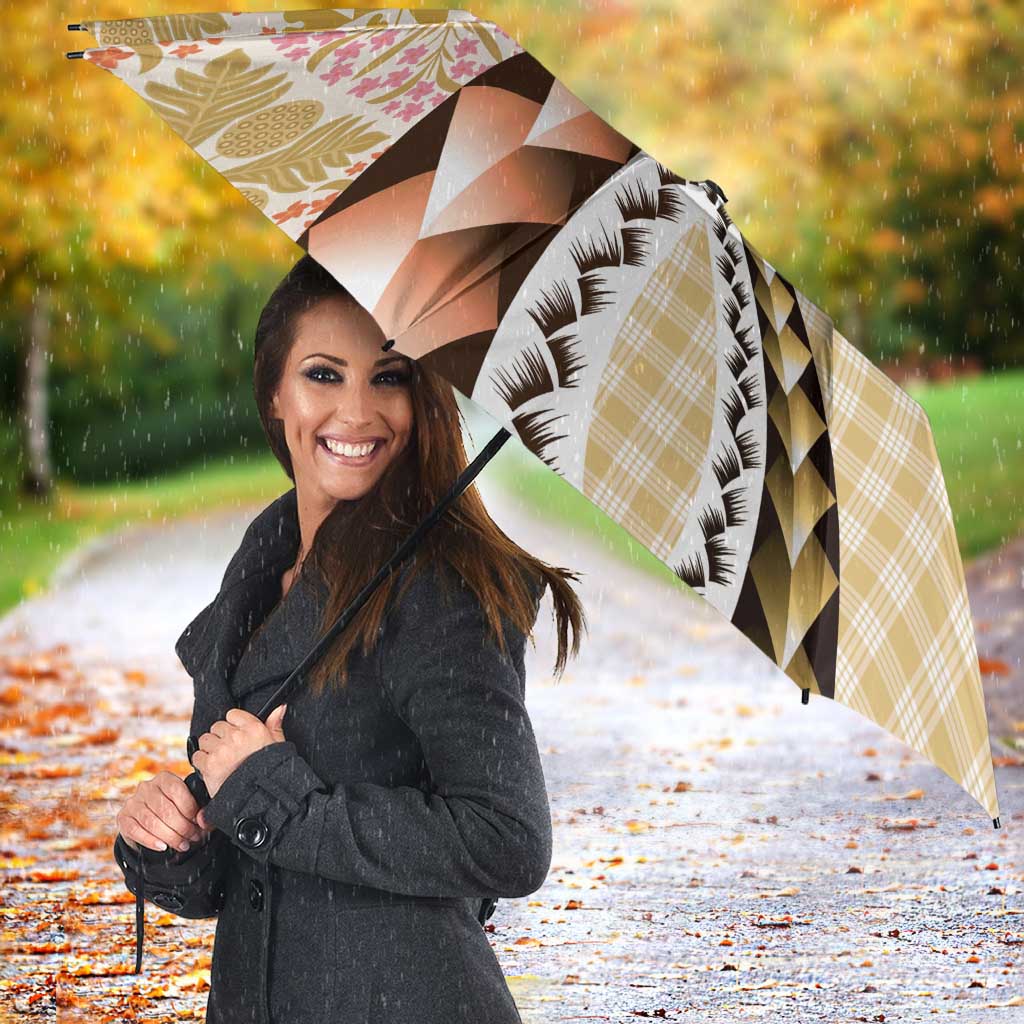 Aloha Vintage Palaka Floral Hawaiian Quilt Umbrella Melemele Motif LT9 - Polynesian Pride