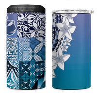 Aloha Vintage Plumeria Hawaiian Tapa Pattern 4 in 1 Can Cooler Tumbler Blue Hawaiian Tapa Pattern LT9 One Size: 16 oz Blue - Polynesian Pride