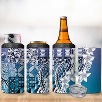 Aloha Vintage Plumeria Hawaiian Tapa Pattern 4 in 1 Can Cooler Tumbler Blue Hawaiian Tapa Pattern LT9 - Polynesian Pride