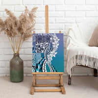 Aloha Vintage Plumeria Hawaiian Tapa Pattern Canvas Wall Art Blue Hawaiian Tapa Pattern LT9 - Polynesian Pride