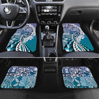 Aloha Vintage Plumeria Hawaiian Tapa Pattern Car Mats Blue Hawaiian Tapa Pattern LT9 Set 4pcs Blue - Polynesian Pride