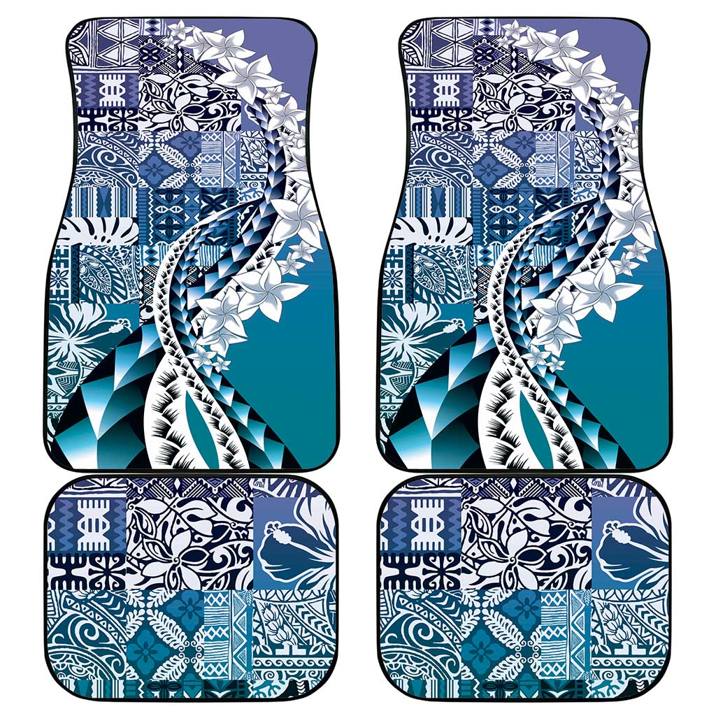 Aloha Vintage Plumeria Hawaiian Tapa Pattern Car Mats Blue Hawaiian Tapa Pattern LT9 - Polynesian Pride