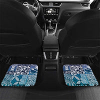 Aloha Vintage Plumeria Hawaiian Tapa Pattern Car Mats Blue Hawaiian Tapa Pattern LT9 Set 2pcs - Back Blue - Polynesian Pride