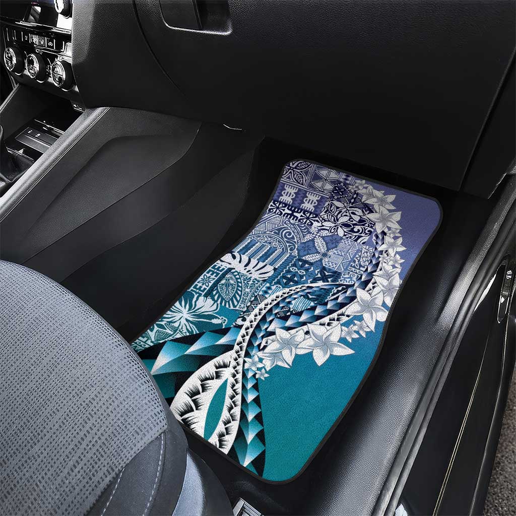 Aloha Vintage Plumeria Hawaiian Tapa Pattern Car Mats Blue Hawaiian Tapa Pattern LT9 - Polynesian Pride