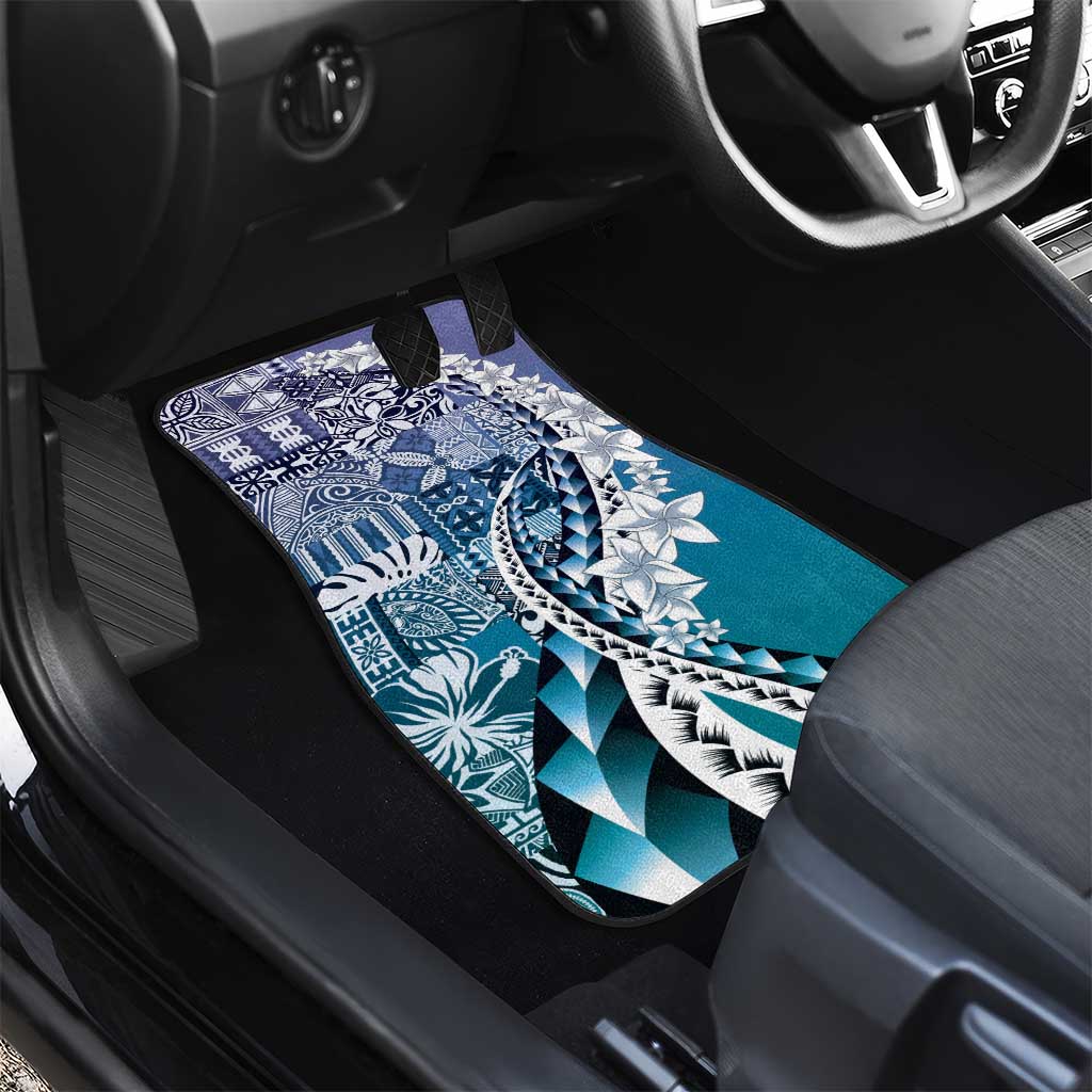 Aloha Vintage Plumeria Hawaiian Tapa Pattern Car Mats Blue Hawaiian Tapa Pattern LT9 - Polynesian Pride