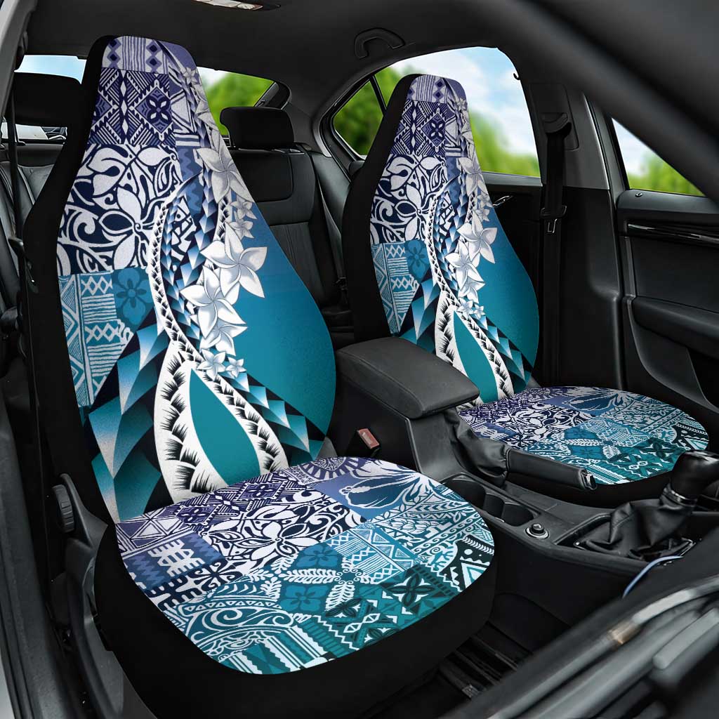 Aloha Vintage Plumeria Hawaiian Tapa Pattern Car Seat Cover Blue Hawaiian Tapa Pattern LT9 One Size Blue - Polynesian Pride