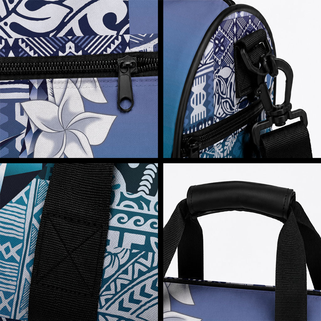 Aloha Vintage Plumeria Hawaiian Tapa Pattern Duffle Bag Blue Hawaiian Tapa Pattern LT9 - Polynesian Pride