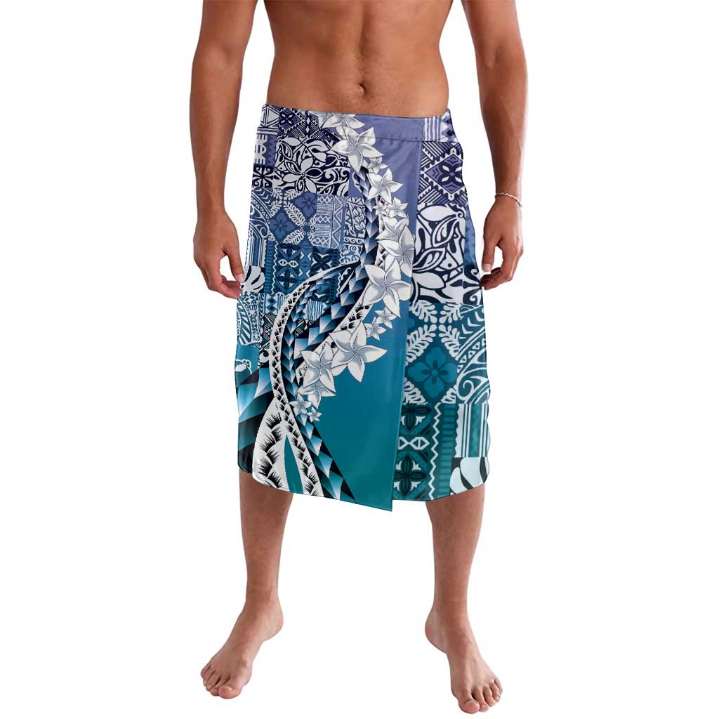 Aloha Vintage Plumeria Hawaiian Tapa Pattern Lavalava Blue Hawaiian Tapa Pattern LT9 Blue - Polynesian Pride
