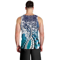 Aloha Vintage Plumeria Hawaiian Tapa Pattern Men Tank Top Blue Hawaiian Tapa Pattern LT9 - Polynesian Pride
