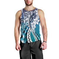 Aloha Vintage Plumeria Hawaiian Tapa Pattern Men Tank Top Blue Hawaiian Tapa Pattern LT9 - Polynesian Pride