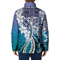 Aloha Vintage Plumeria Hawaiian Tapa Pattern Padded Jacket Blue Hawaiian Tapa Pattern LT9 - Polynesian Pride